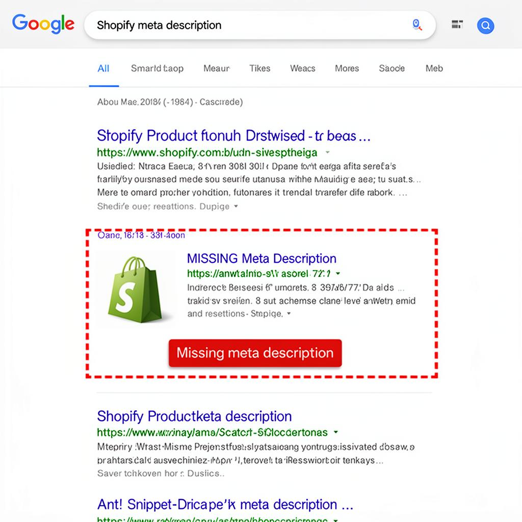 Missing Meta Descriptions audit screenshot